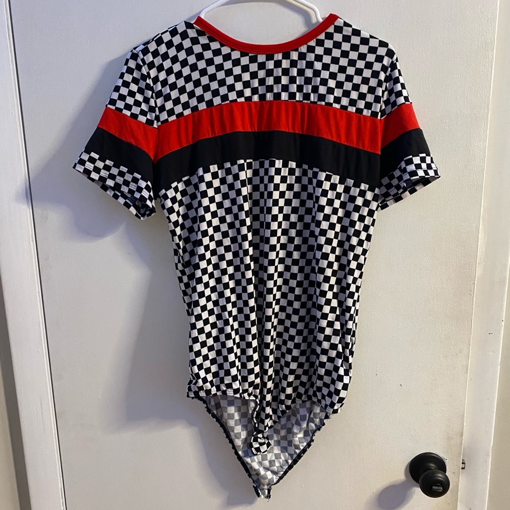 checkered bodysuit
